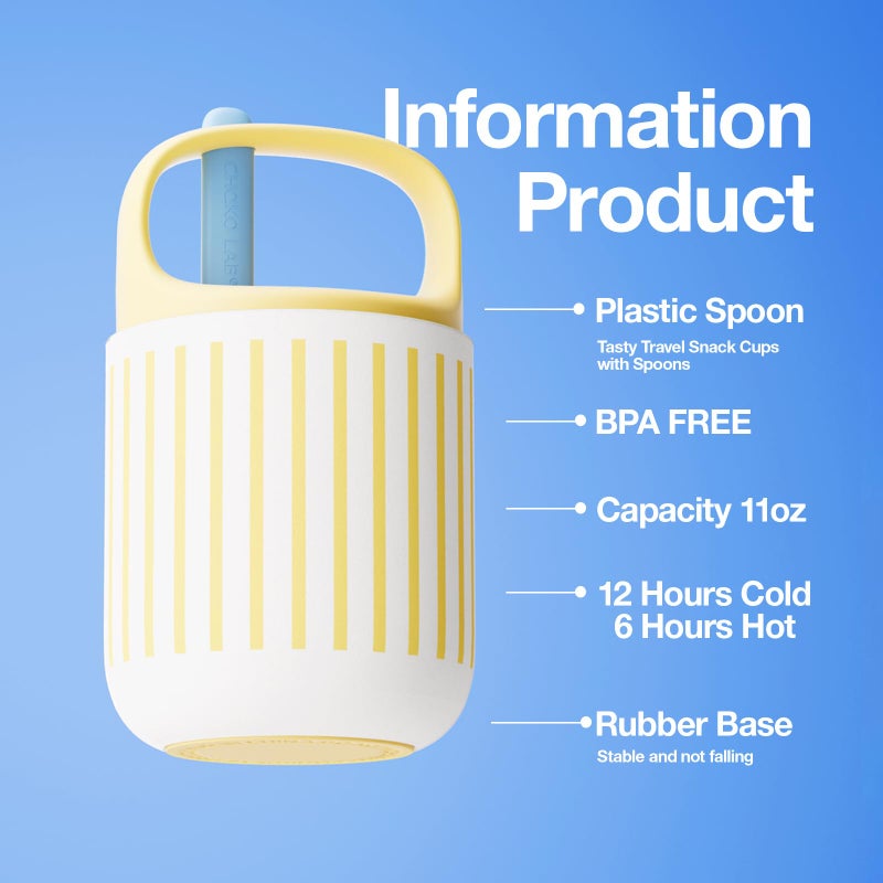 CHAKO LAB Food Jar 15 oz | Stainless Steel Vacuum Insulated for Hot Food and Cold Food | Wide Mouth Leak Proof Lunch Storage for Smoothie Bowl, Soup, Yogurt(Yellow and White) - Image 2