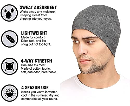 UMANI® Cotton Poly Blend Skull Cap for Men and Women/Helmet Cap/Multipurpose Running, Jogging Outdoor Skull Cap (3-HC 3PC BLK,L Grey & D Grey) - Image 3