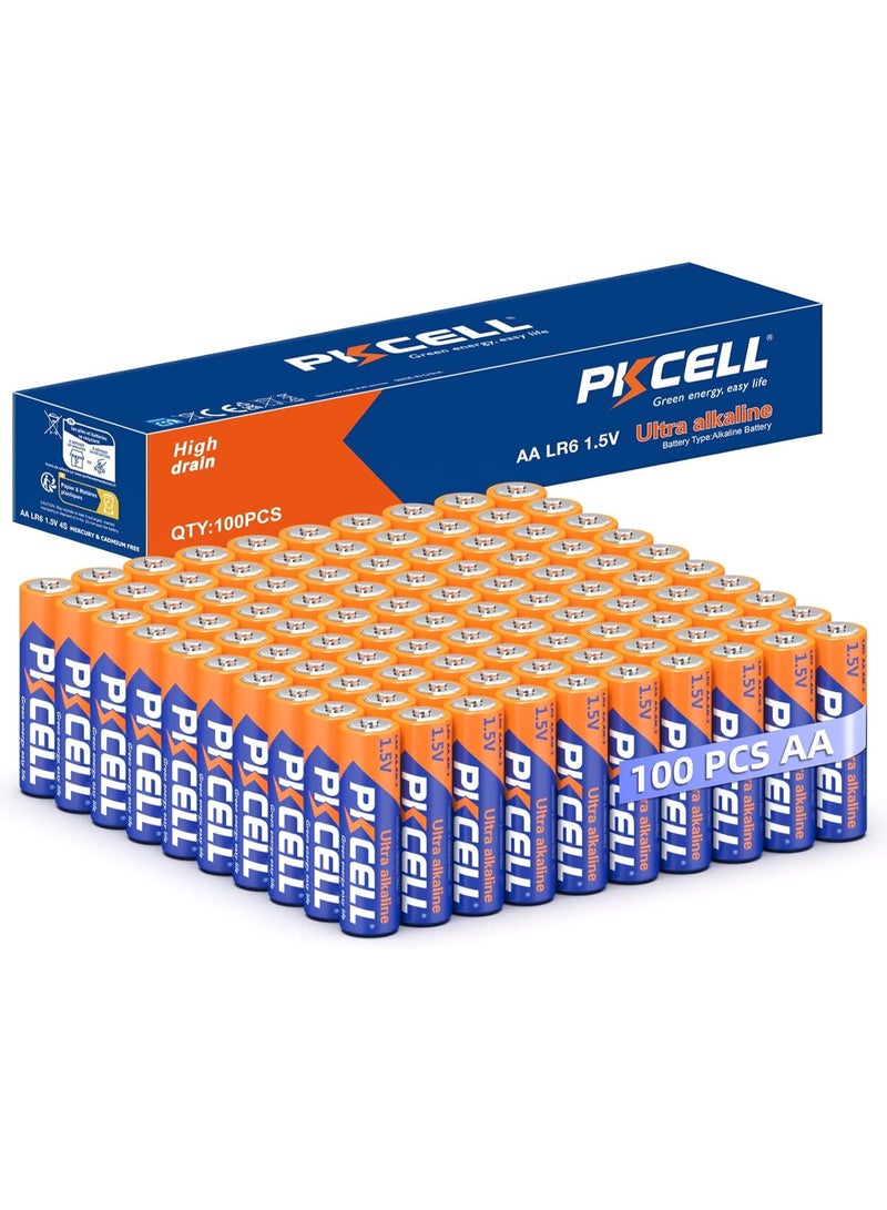 بي كي سيل AA Batteries 100 Pack, 1.5V Heavy Duty Double A Batteries,10-Year Shelf Life,High-Performance Alkaline AA Battery for Flashlights, Keyboards, Clocks, Toys, Remote Controls - Image 1