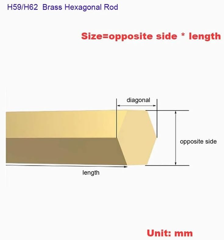 H62 Brass Hexagonal Rod 10mm X 500mm 6 Opposite Edges Copper Bar - Image 3