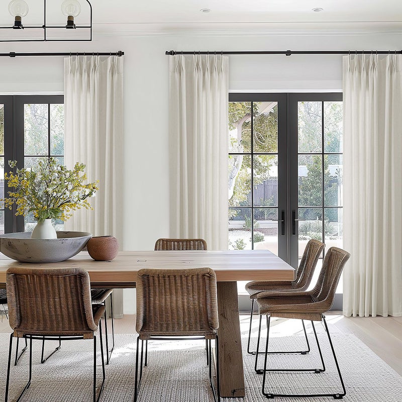 Linen Sheer Curtains 120 Inches Long for Living Dining Room Pinch Pleated Curtain Drape with Hooks Rings Back Tab Extra Long Greige Oatmeal Tan Beige Light Filtering 120 Inch Drapes 10FT 1 Panel