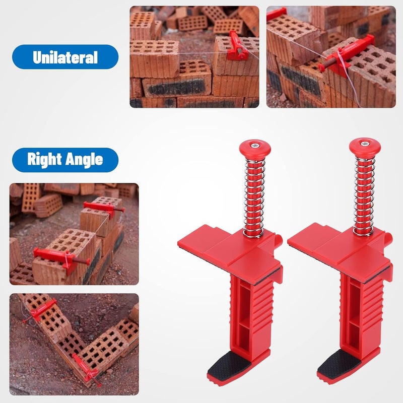 AYNEFY Bricklaying Lines,2Pcs Brick Liner Runner Wire Drawer Laying Brick Hanging Leveling Measuring Tool Bricklaying Tool Fixer Bricklaying Clamps for Masonry Line(Red) - Image 4