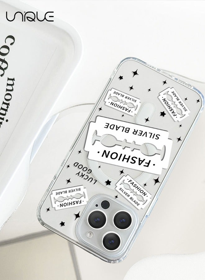 Unique Compatible with iPhone 15 Pro Max Case, MagSafe Case, Black & White Graffiti Case, Star Graffiti Case, TPU Drop Protection - Clear - Image 5
