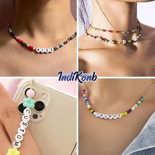 INDIKONB Alphabet Round Single Letter Beads Set ? 26 Types A-Z, Perfect for Friendship Bracelet, Name Beads, Craft Beads, Jewelry Making & DIY Projects, Multicolor - Image 5