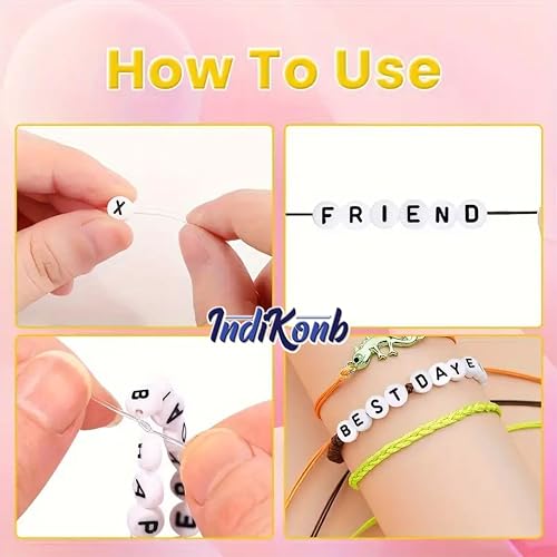 INDIKONB Alphabet Round Single Letter Beads Set ? 26 Types A-Z, Perfect for Friendship Bracelet, Name Beads, Craft Beads, Jewelry Making & DIY Projects, Multicolor - Image 4