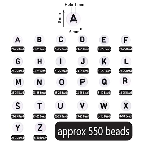 INDIKONB Alphabet Round Single Letter Beads Set ? 26 Types A-Z, Perfect for Friendship Bracelet, Name Beads, Craft Beads, Jewelry Making & DIY Projects, Multicolor - Image 3