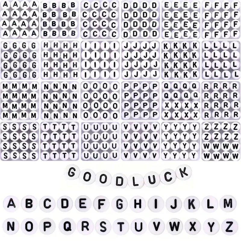 INDIKONB Alphabet Round Single Letter Beads Set ? 26 Types A-Z, Perfect for Friendship Bracelet, Name Beads, Craft Beads, Jewelry Making & DIY Projects, Multicolor - Image 1