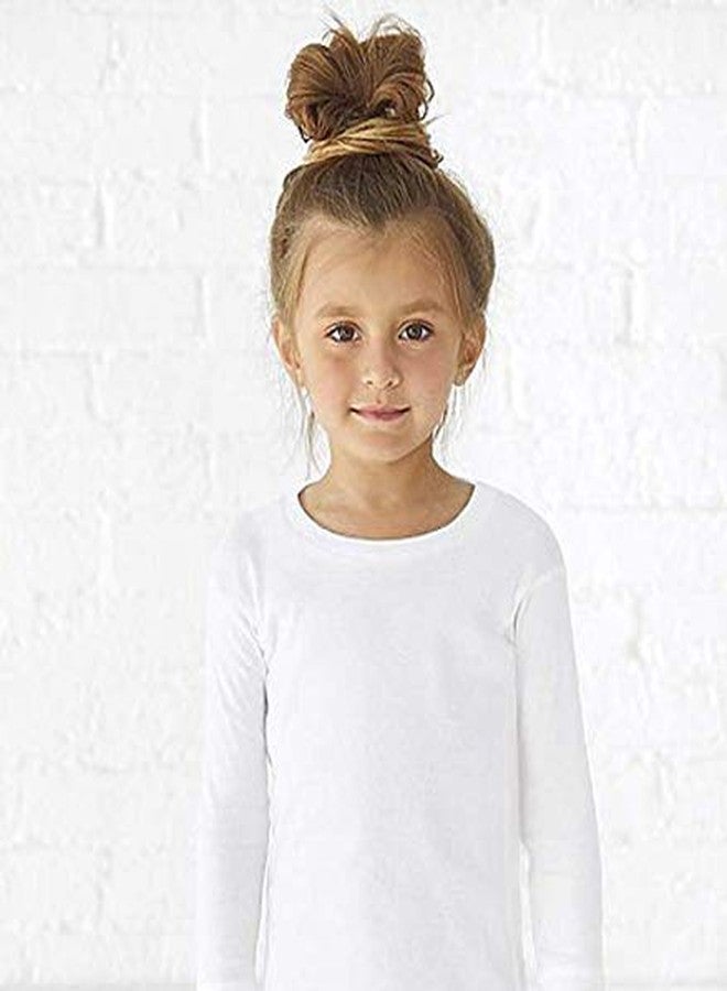 Brix Baby Toddler Girls' Long Sleeve - Tees Crew Neck Cotton Flexy 4 - Pack Ts. (White, Black, Pink, Heather Grey, 3T) - Image 2