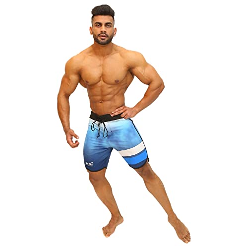 USI UNIVERSAL Shorts for Men, 411PS Sublimated Physique Board Short, Fitness Shorts, Polyester Elastane Construction, Hook & Loop Fly (Size: L, Color: Blue) - Image 4