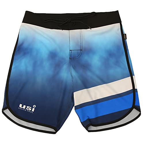USI UNIVERSAL Shorts for Men, 411PS Sublimated Physique Board Short, Fitness Shorts, Polyester Elastane Construction, Hook & Loop Fly (Size: L, Color: Blue) - Image 1