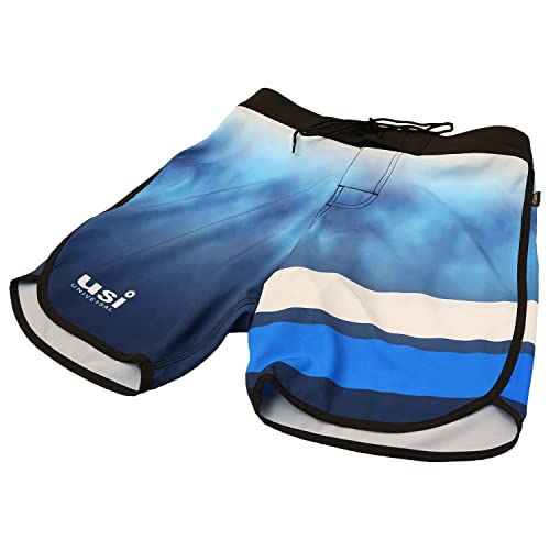 USI UNIVERSAL Shorts for Men, 411PS Sublimated Physique Board Short, Fitness Shorts, Polyester Elastane Construction, Hook & Loop Fly (Size: L, Color: Blue) - Image 3