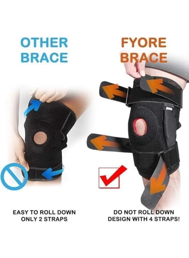 Adjustable Hinged Knee Brace with Side Stabilizers and Hook & Loop Straps – Compression Knee Support for Sports & Daily Activities – One Size Fits Most – 1 Piece - Image 2