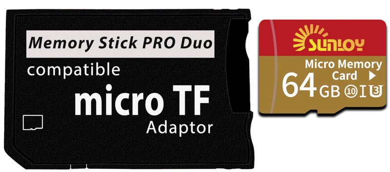 Sunloy PSP Memory Stick Adapter with 64GB Micro SD Card, Micro SD/SDHC/SDXC to Memory Stick PRO Duo MagicGate Card Compatible with PlayStation Portable, Camera, Handycam, Cell Phone & PSP 1000/2000/3000 - Image 2