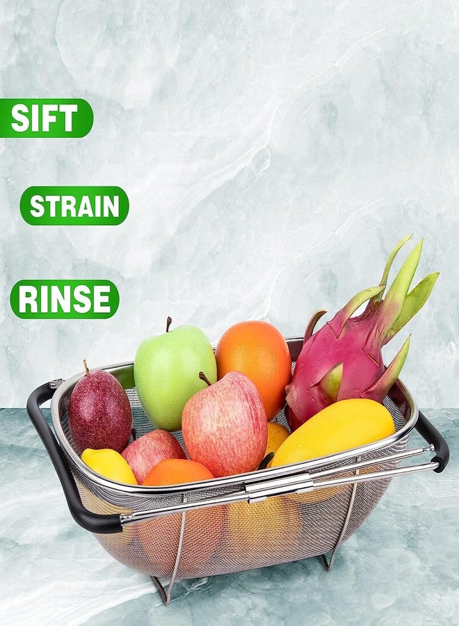 GREEVA Stainless Steel Strainer - Micro-Perforated Rice Strainer Kitchen Colander Strainers Vegetable Basin Fruit Basket - Image 3