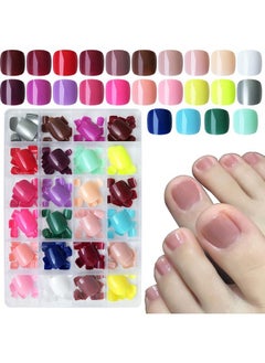 LifexTol 576Pc Press On Toenails For Women Toe Press On Nails Short Fake Toe Nails Press Ons With Nail Adhesive Tabs, Acrylic Toe Nail Tips False Toenail Press Ons Artifitial Fake Toenails  - Image 1
