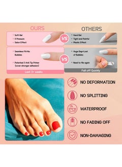 LifexTol 576Pc Press On Toenails For Women Toe Press On Nails Short Fake Toe Nails Press Ons With Nail Adhesive Tabs, Acrylic Toe Nail Tips False Toenail Press Ons Artifitial Fake Toenails  - Image 3