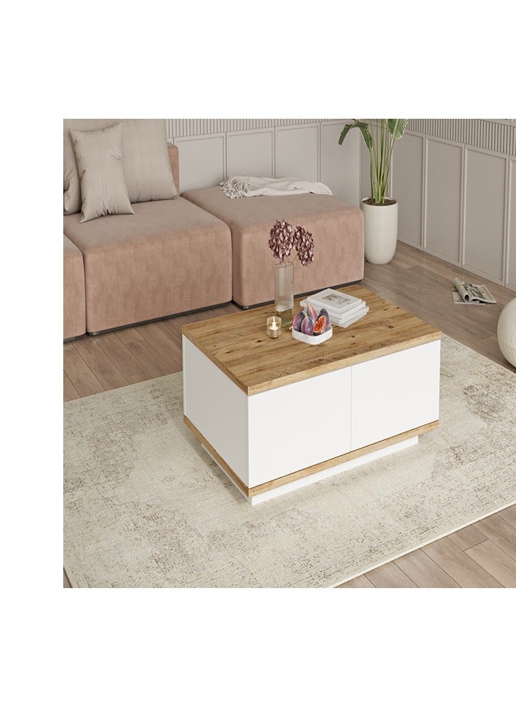 Home Canvas طاولة قهوة مستقبلية من قماش المنزل، صنوبر وأبيض - Image 3