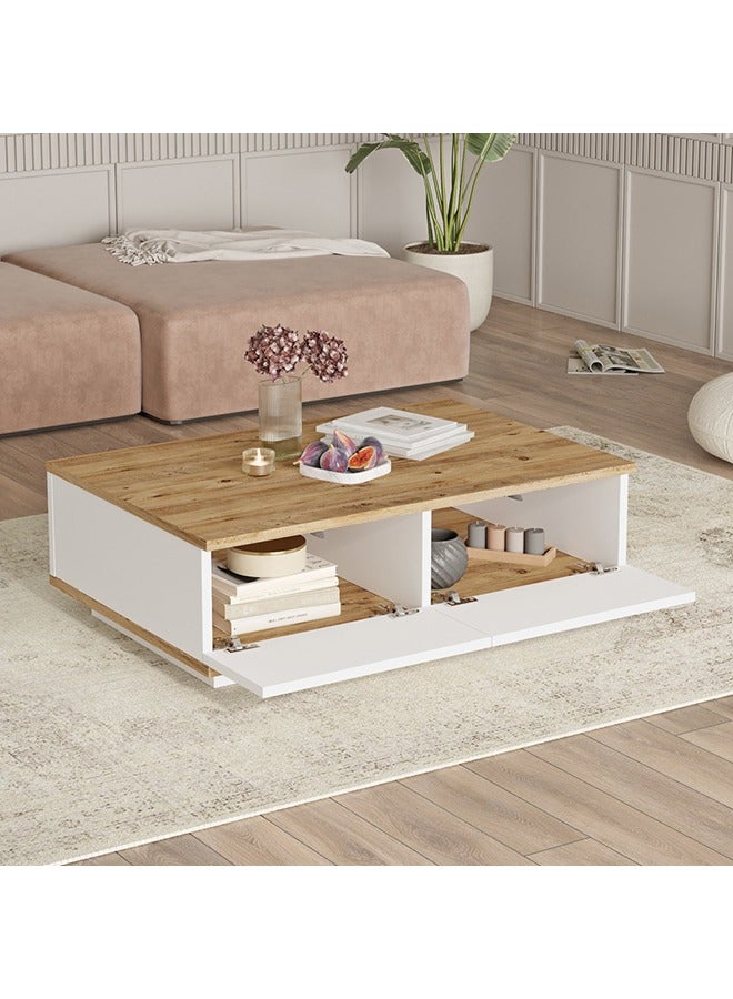 Home Canvas طاولة قهوة مستقبلية من قماش المنزل، صنوبر وأبيض - Image 4