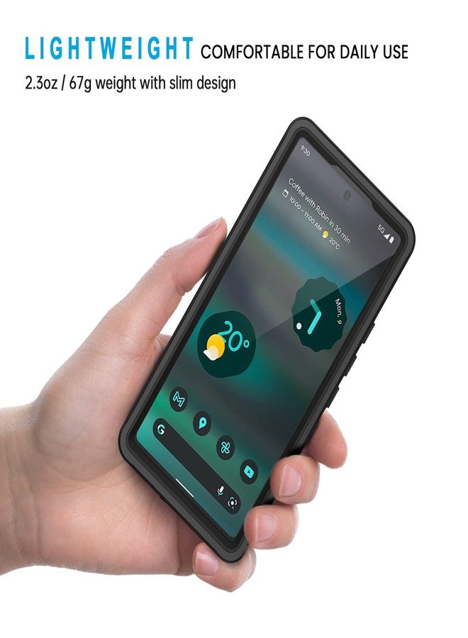 جراب Lanhiem لهاتف Pixel 6a، مقاوم للماء والغبار والصدمات بمعيار IP68، مزود بواقي شاشة مدمج لكامل الجهاز، جراب حماية متين لهاتف Google Pixel 6a 5G، أسود/شفاف - Image 2