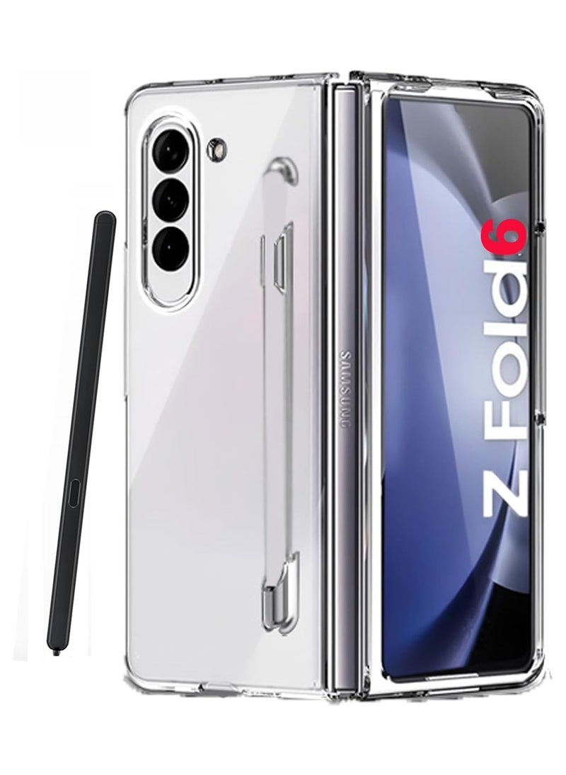Generic - Slim Case with S Pen Holder for Samsung Galaxy Z Fold 6, Crystal Transparent Hard PC Shell, Anti-Scratch Shockproof Protective Phone Cover Built-in Stylus Slot - PEN NOT INCLUDED - Image 1