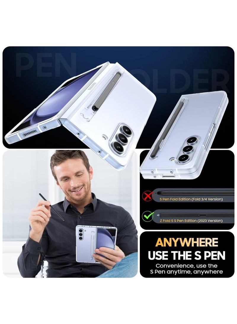 Generic - Slim Case with S Pen Holder for Samsung Galaxy Z Fold 6, Crystal Transparent Hard PC Shell, Anti-Scratch Shockproof Protective Phone Cover Built-in Stylus Slot - PEN NOT INCLUDED - Image 1