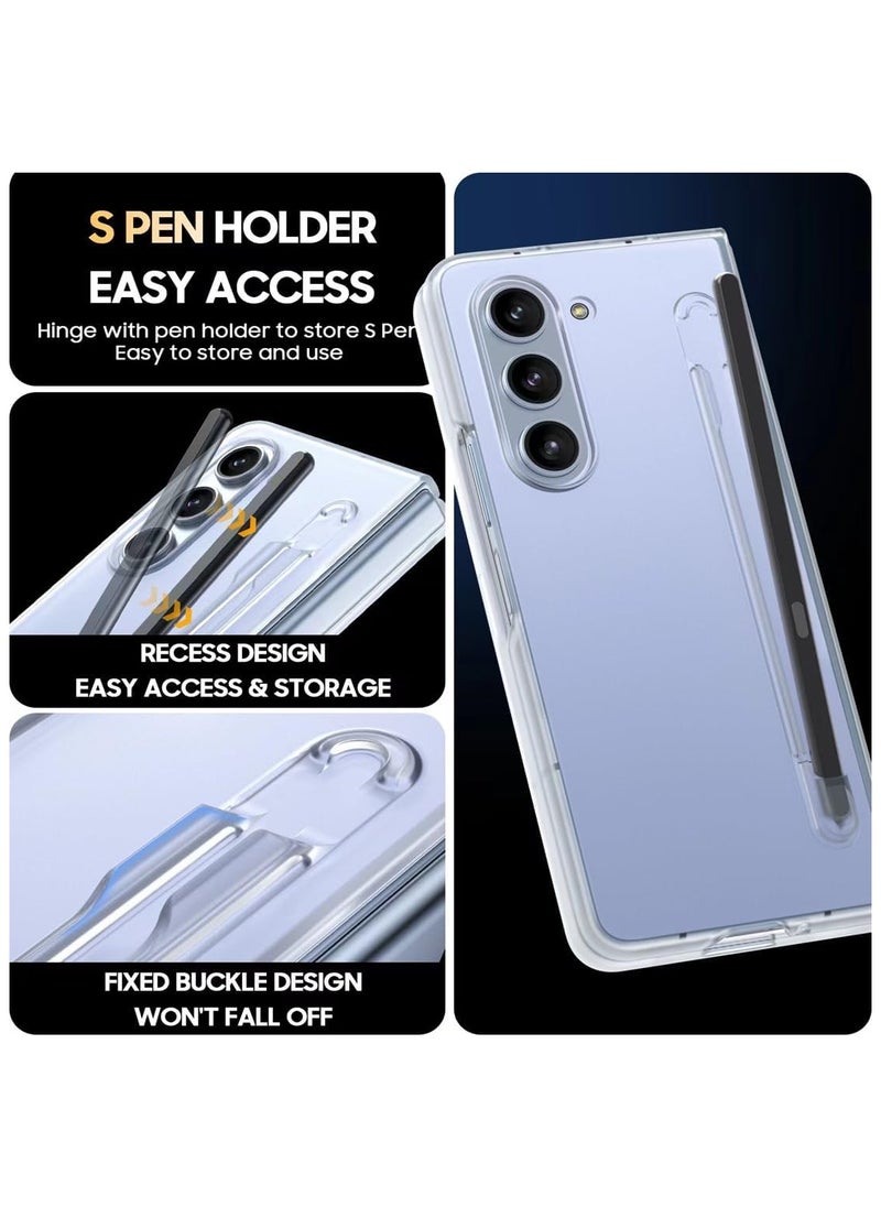 Generic - Slim Case with S Pen Holder for Samsung Galaxy Z Fold 6, Crystal Transparent Hard PC Shell, Anti-Scratch Shockproof Protective Phone Cover Built-in Stylus Slot - PEN NOT INCLUDED - Image 1