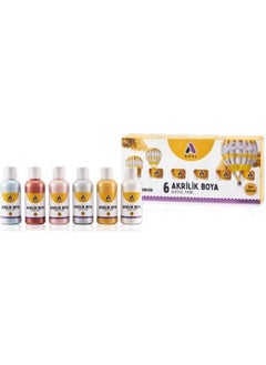 Tahtakalehobi Adel Acrylic Paint Metallic Colors 6 Colors x 60 ml 