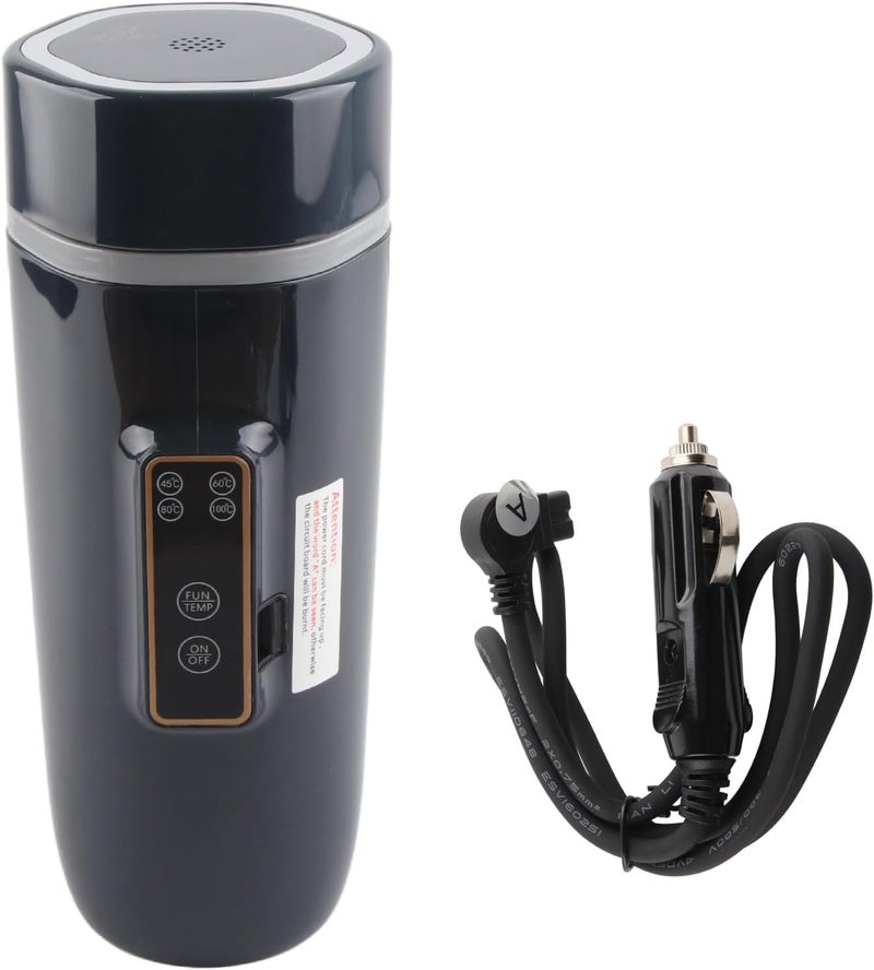 350ml Portable Travel Kettle 24V with Digital Temperature Display Rapid Heating Non Slip Waterproof Dark Blue - Image 1