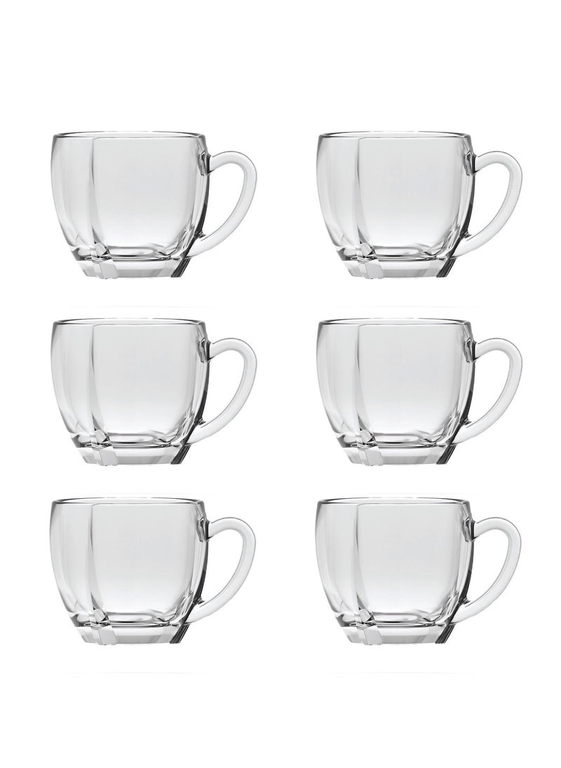 Reko Glass Coffee Mug Set, 6PCS - 120ml/4.1oz Lead-Free Round Reusable Tea Cups  - Image 1
