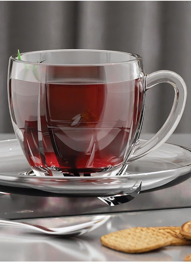 Reko Glass Coffee Mug Set, 6PCS - 120ml/4.1oz Lead-Free Round Reusable Tea Cups  - Image 2