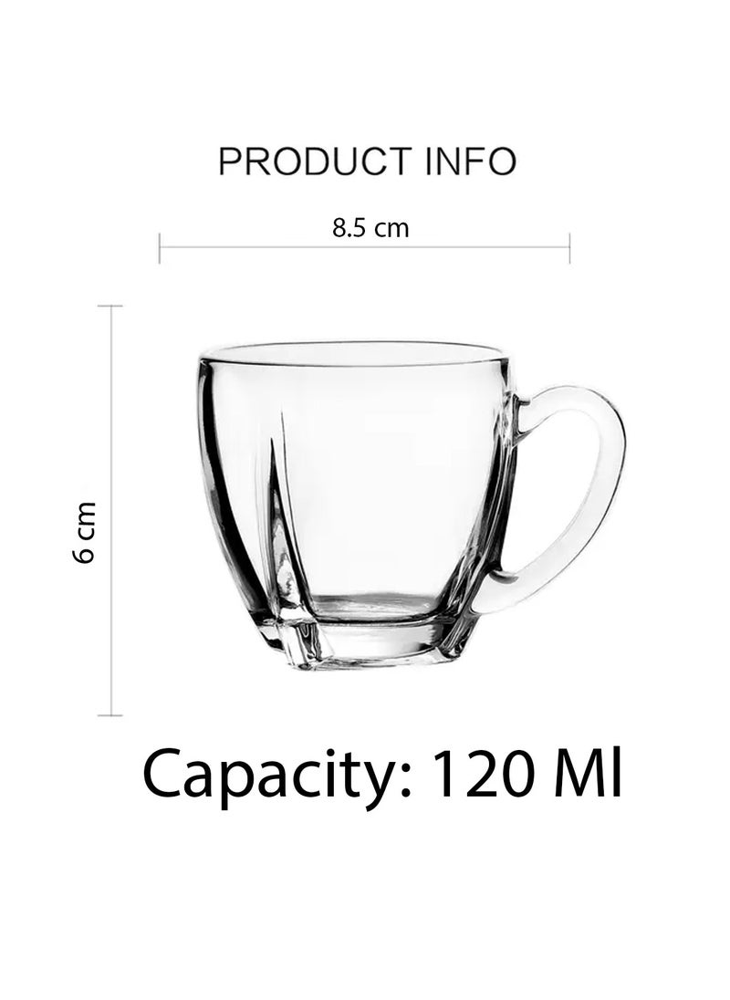 Reko Glass Coffee Mug Set, 6PCS - 120ml/4.1oz Lead-Free Round Reusable Tea Cups  - Image 5