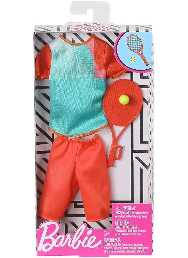 Barbie - Barbie Clothes - Career Outfits for Ken Doll, Tennis Player Uniform with Ball and Racket - Image 1