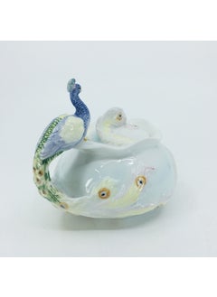 Wise Unicorn Peacock Figured Glazed Porcelain Decorative Lidded Sugar Bowl  - Image 3