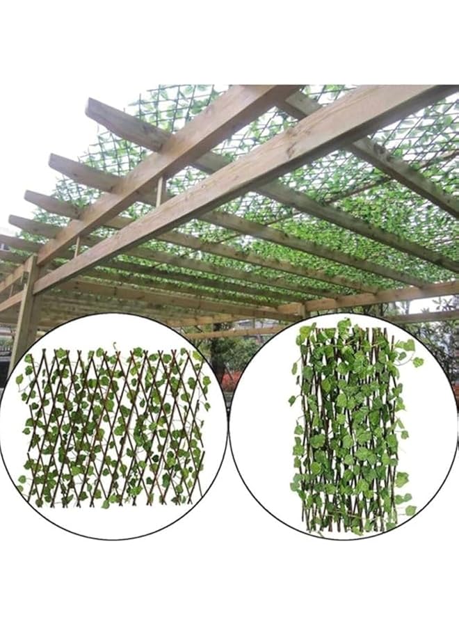 erorex Garden Decoration Bamboo Fence Expandable Artificial Leaves Fences Large - Image 1