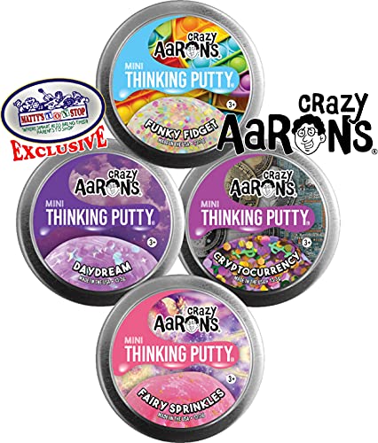 Matty's Toy Stop Crazy Aaron's Putty Mini Tins Funky Fidget, Daydream, Cryptocurrency & Fairy Sprinkles Gift Set Bundle - 4 Pack (13.3g Each) - Image 3