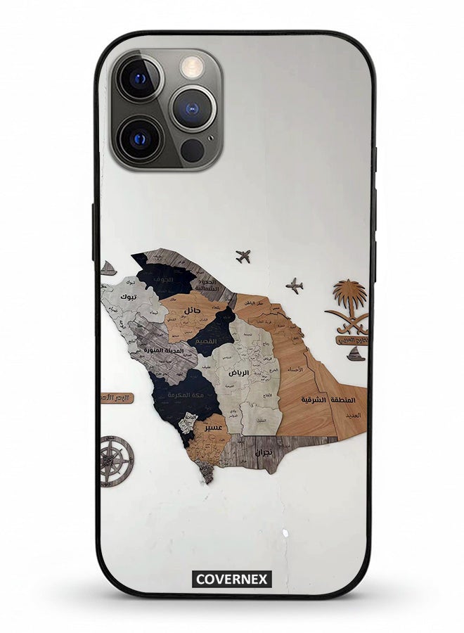 Covernex Apple iPhone 12 Pro Protective Case Cover Printed Featuring Saudi Arabia Regional Map - Image 2