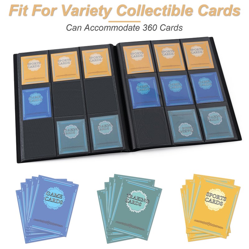 BOOMIBOO Card Binder 9 Pocket Storage 360 Card Binder,Trading Card Binder Senior and Sturdy Side-Loading Album,Intended For YuGiOh,MTG, TCG,Game Cards & Baseball Card Binde,(Black) - Image 5