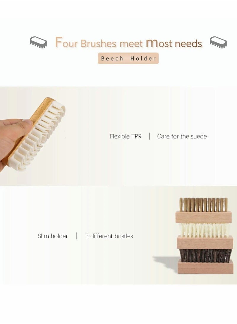 Generic - Shoe Cleaner Brush Set, Crepe Suede Brush, Natural Horsehair Bristles Brush, Medium Soft Bristles and Nylon Shoe Brush, Perfect for Variety of Leather, Bags, Boots and Shoes - Image 1