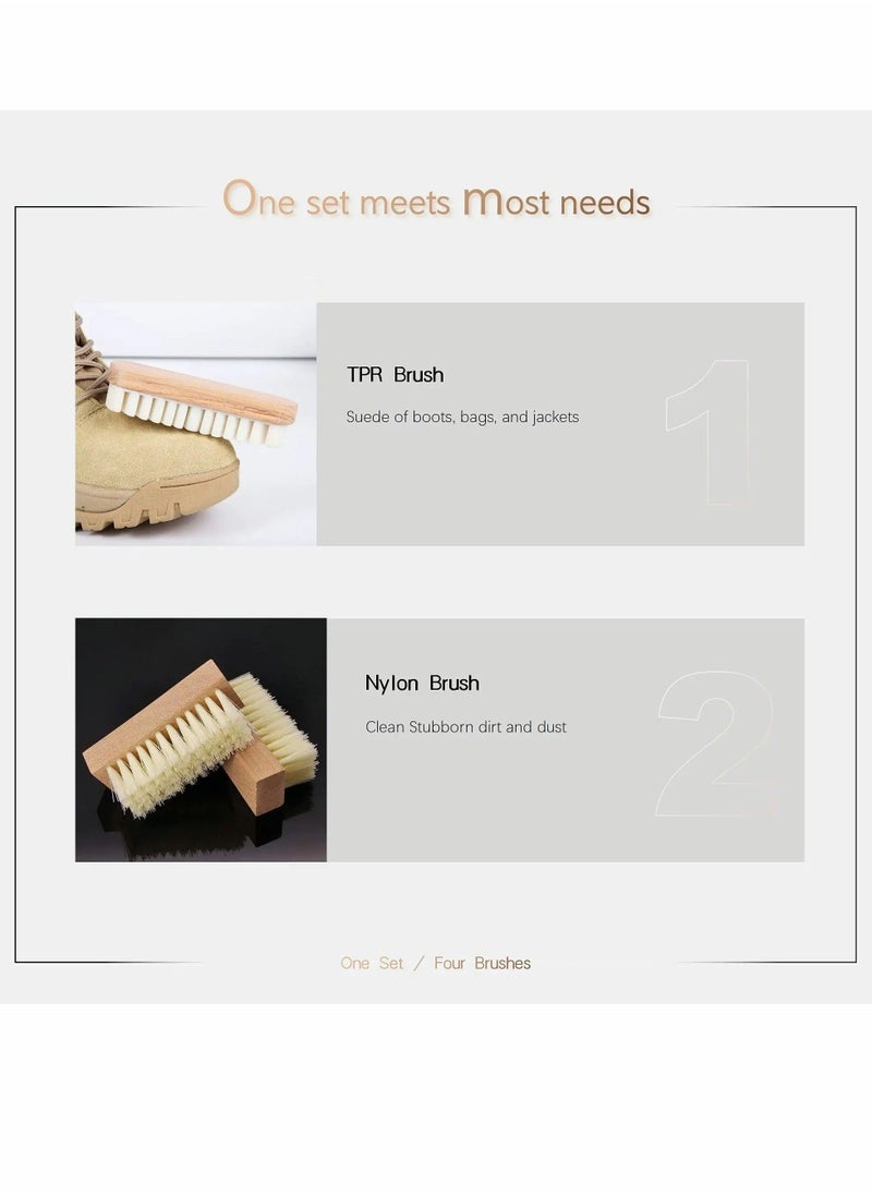 Generic - Shoe Cleaner Brush Set, Crepe Suede Brush, Natural Horsehair Bristles Brush, Medium Soft Bristles and Nylon Shoe Brush, Perfect for Variety of Leather, Bags, Boots and Shoes - Image 1