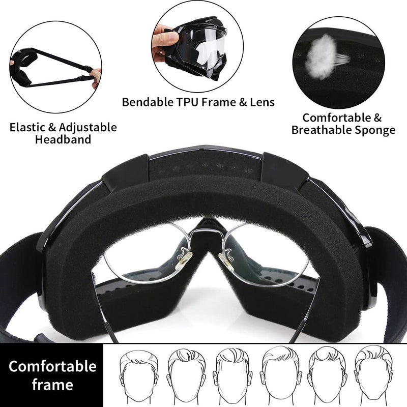 JAMIEWIN Motorcycle Motocross Dirt Bike ATV Goggles Mx OTG Goggle Glasses for Men Women Youth Kids (C83) - Image 4