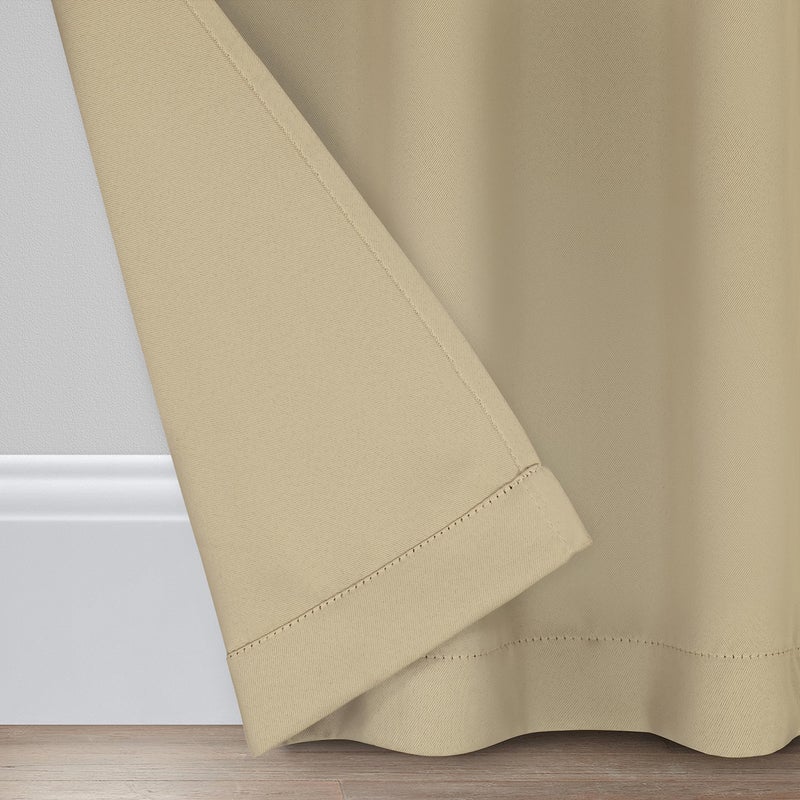 Eclipse Darrell Modern Blackout Thermal Rod Pocket Window Curtains for Bedroom or Living Room (Single Panel), 37 in x 84 in, Wheat - Image 4