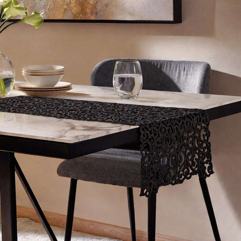 Pan Home Lasercut Table Runner 30x120cm - Black - Image 1