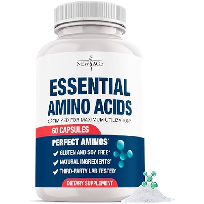 NEW AGE Amino Acid Complex – 20 Aminos with BCAAs, L-Glutamine, L-Arginine & Hyaluronic Acid – Supports Recovery, Energy, Immune Health & Wellness – Vegan, Non-GMO, Gluten-Free – 60 Capsules - Image 1