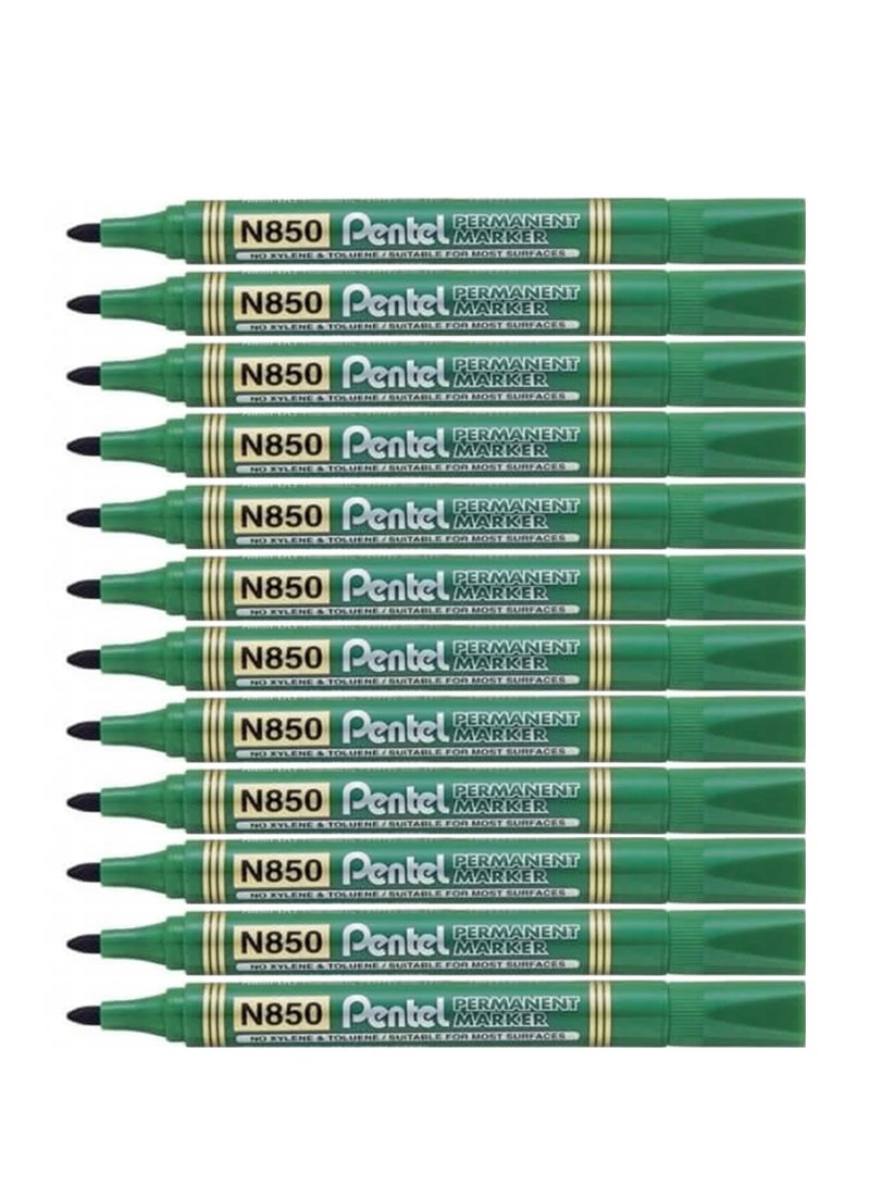 Pentel 12 قطعة من قلم تحديد دائم برأس مدبب حبر أخضر - Image 1
