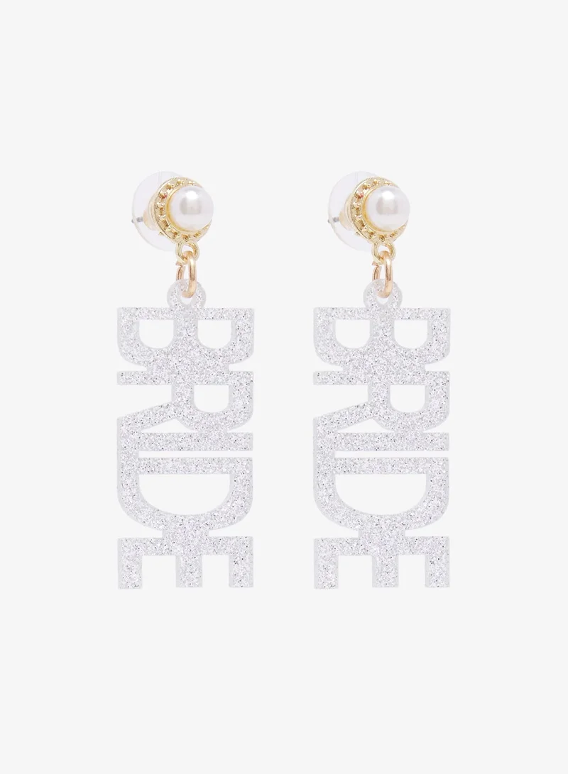 Ella Limited Edition  Bride Silver Rhinestone Drop Down Earrings for Women | Best Price UAE