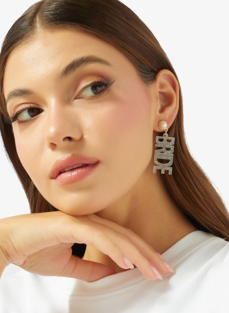 Ella Limited Edition Bride Silver Rhinestone Drop Down Earrings - Image 1
