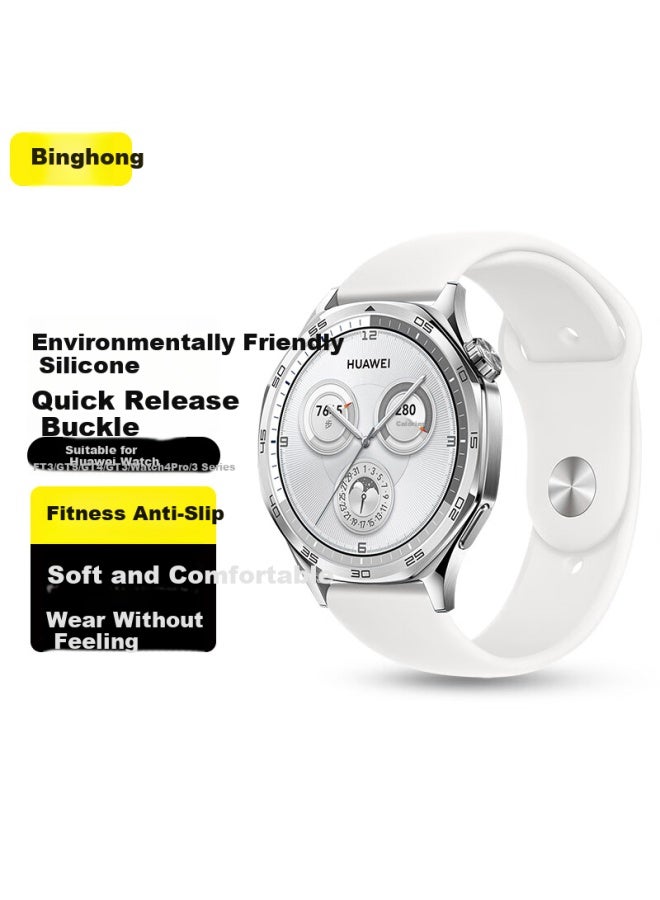 Bing Hong Binghong Silicone Watch Band For Huawei Gt2, Watch 4/3/gt5/4/3/pro, Watch Gt3 Pro, Sports Silicone Sweatproof Breathable Strap For Men And Women - White 18 - Image 1