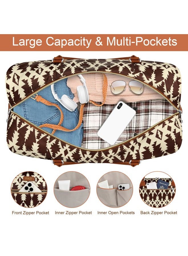 ITIEZY Weekender Bag for Women, Travel Duffel Bag Carry On Overnight Bag with Shoe Compartment Large Nylon Travel Weekend Tote Bag, 8b-brown, L - Image 4
