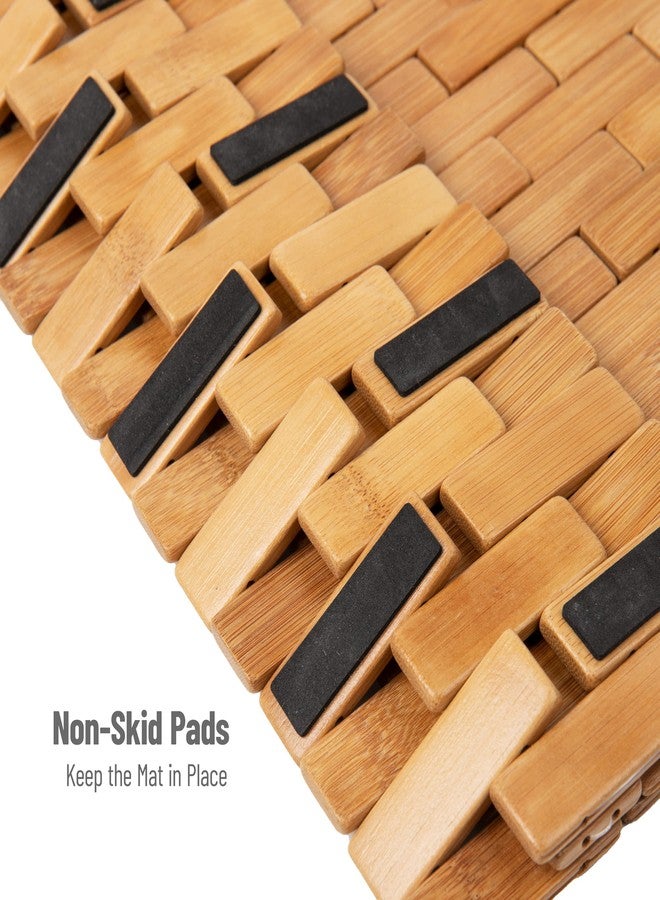 Mind Reader Bathtub Tray and Bath Mat Set, Bathroom Accessories, Rayon from Bamboo, 27.5" L x 5.75" W x 1.75" H, 2 pcs, Brown - Image 4