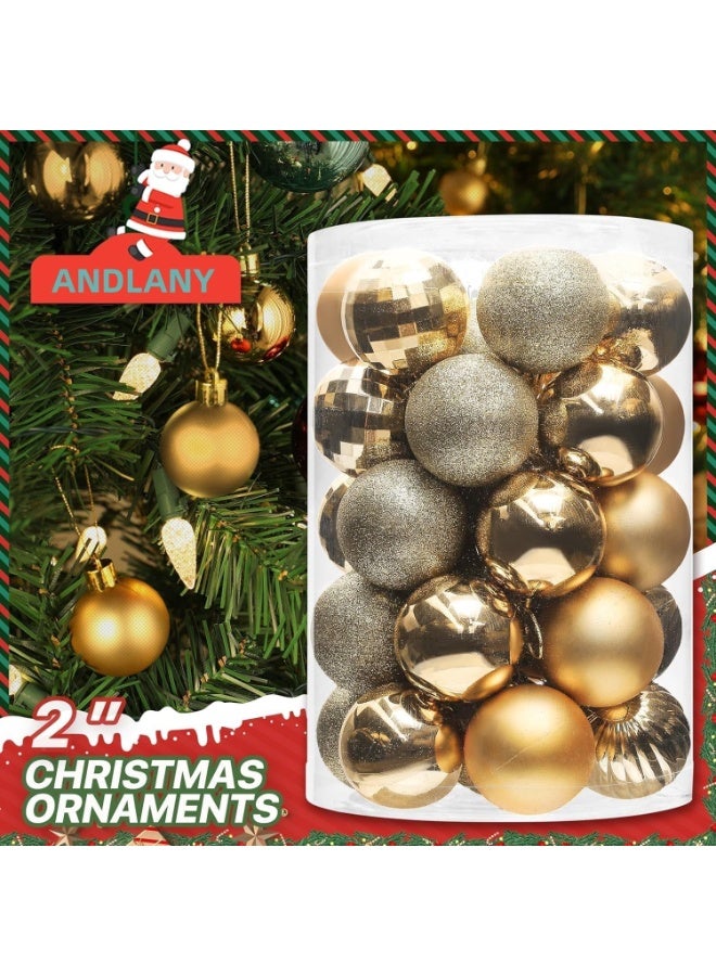 SINCHER 34 Pcs Christmas Ball Ornaments, 4CM Hanging Tree Decorations for Xmas Holiday, Wedding & Party Festive Decor - Image 4